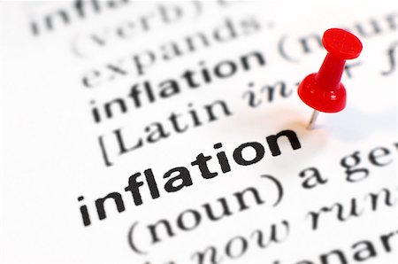 punaise - Taquet de pouce sur l'inflation mot Photographie de stock - Premium Libres de Droits, Code: 614-02740312