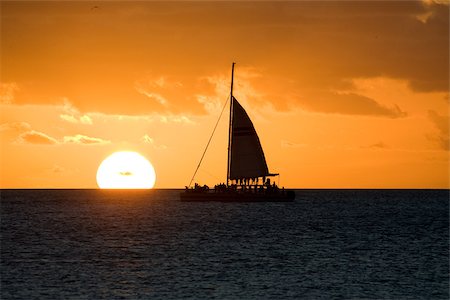 sailboat silhouette - Sunset in Key West. Stock Photo - Premium Royalty-Free, Code: 614-02837645