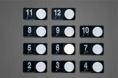 seis (número) - Floor buttons on elevator panel Foto de stock - Sin royalties Premium, Código: 614-02934328