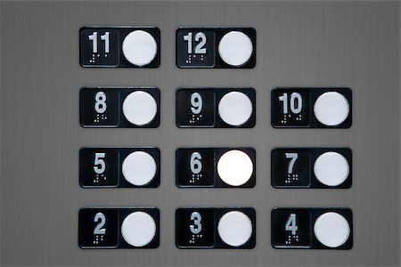 Floor buttons on elevator panel Foto de stock - Sin royalties Premium, Código: 614-02934328