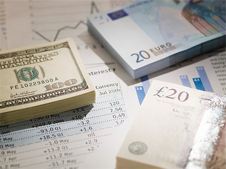 piles of cash pounds - Different currencies Stock Photo - Premium Royalty-Free, Code: 614-02934758