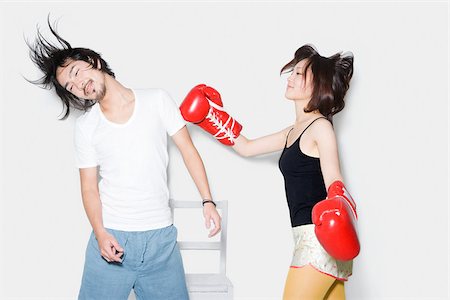 Couple boxing Stock Photo - Premium Royalty-Free, Code: 614-02935184