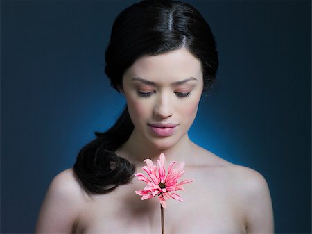 simsearch:614-02935269,k - Young woman with flower Stock Photo - Premium Royalty-Free, Code: 614-02935267