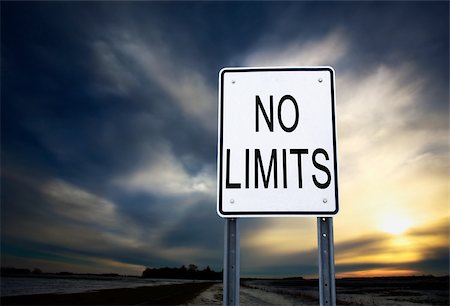 sign boards on roads - No limits sign Stock Photo - Premium Royalty-Free, Code: 614-02984903
