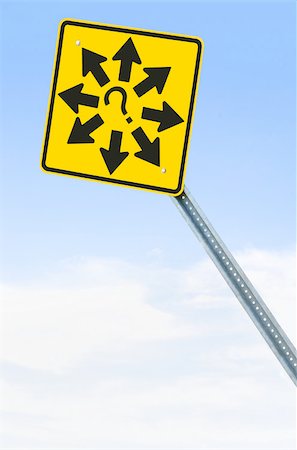 sign outside arrow - Sign with arrows and question mark Stock Photo - Premium Royalty-Free, Code: 614-02984912