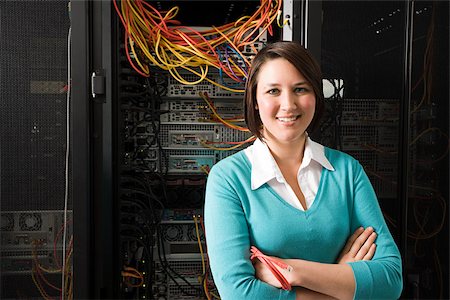 server woman - Portrait of a female computer technician Stock Photo - Premium Royalty-Free, Code: 614-02985103