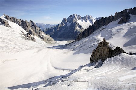 Mountains and glacier near mont blanc Stock Photo - Premium Royalty-Free, Code: 614-02985308