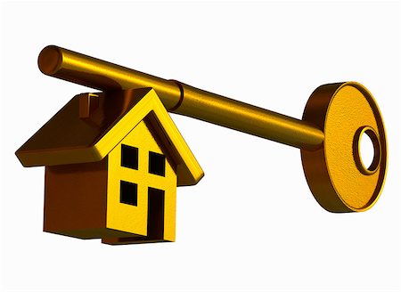 digital imaging - House shape on a key Stock Photo - Premium Royalty-Free, Code: 614-02985521