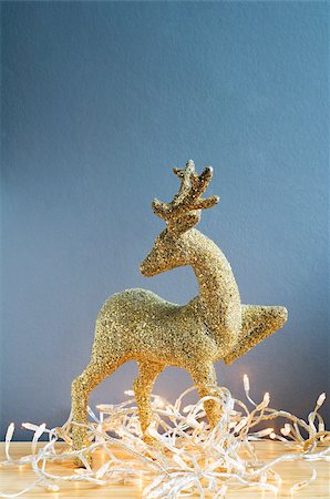 Reindeer decoration and christmas lights Stock Photo - Premium Royalty-Free, Code: 614-03080387