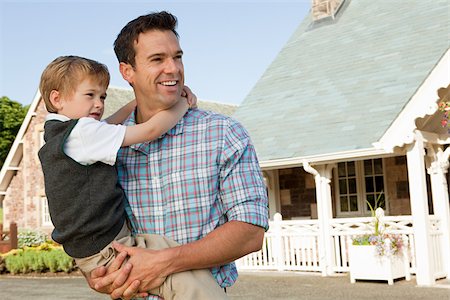 simsearch:614-03080479,k - Father and son by holiday home Stock Photo - Premium Royalty-Free, Code: 614-03080520