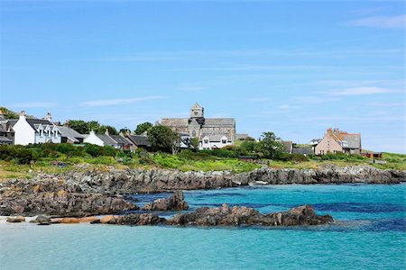 scottish culture - Coast of iona with view of abbey Stock Photo - Premium Royalty-Free, Code: 614-03080765