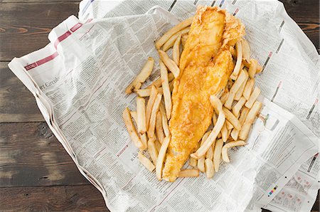 french fry top view nobody - Fish and chips Stock Photo - Premium Royalty-Free, Code: 614-03359940