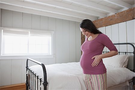 simsearch:614-03506479,k - Pregnant woman in bedroom Stock Photo - Premium Royalty-Free, Code: 614-03506442
