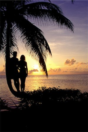 Silhouette d'arbre et de couple. Photographie de stock - Premium Libres de Droits, Code: 614-03551525