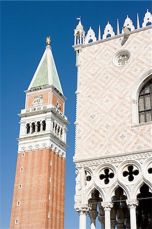 palacio ducal - Campanile and Palazzo Ducale, Venice, Italy Foto de stock - Sin royalties Premium, Código: 614-03684340