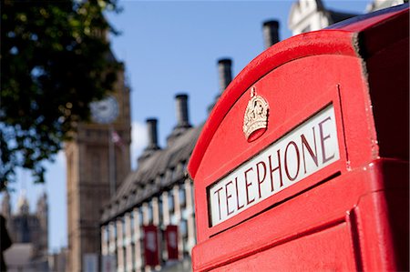 european culture - Red telephone box and Big Ben, Westminster, London Stock Photo - Premium Royalty-Free, Code: 614-03684678