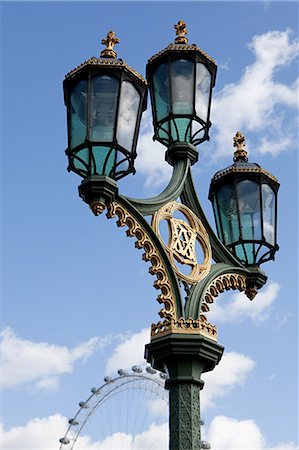 Street light and Millennium Wheel, London Foto de stock - Sin royalties Premium, Código: 614-03684713