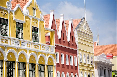 dutch - Buildings in Willemstad, Curacao, Antilles Stock Photo - Premium Royalty-Free, Code: 614-03697082