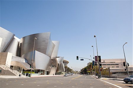 exterior modern architecture - Downtown LA looking towards Disney Concert Hall, Los Angeles County, California, USA Stock Photo - Premium Royalty-Free, Code: 614-03747758