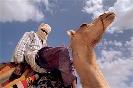 Algeria, Sahara, Tuareg on dromedary Foto de stock - Sin royalties Premium, Código: 610-00255241
