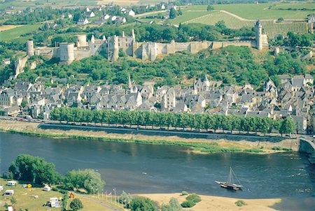 France, Loire valley, Chinon castle, vines, aerial view Stock Photo - Premium Royalty-Free, Code: 610-00255670