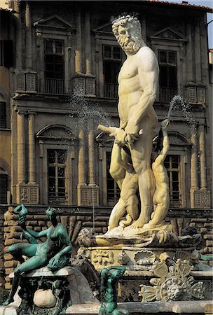fountain of neptune - Italy, Florence, Neptune's fountain Foto de stock - Sin royalties Premium, Código: 610-00796858