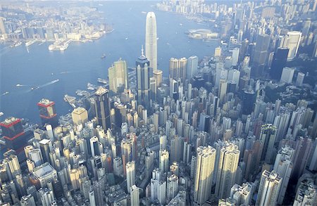 simsearch:610-02374335,k - China, Hong Kong, aerial view of Central District Foto de stock - Sin royalties Premium, Código: 610-01578347
