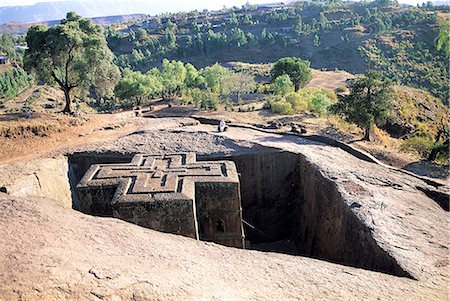 Éthiopie, Wollo région, Lalibela, creusées dans le roc église Saint Georges Photographie de stock - Premium Libres de Droits, Code: 610-02374061