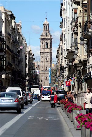 Spain, Valencia, Calle de la Paz, bell tower of the Santa Catalina church Stock Photo - Premium Royalty-Free, Code: 610-02374557