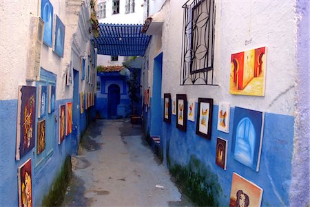 simsearch:610-03503791,k - Morocco, Chefchaouen, medina, exhibition of paintings Foto de stock - Sin royalties Premium, Código: 610-03503791