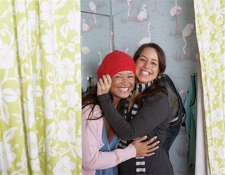 Two teenage girls in a fitting room. Stock Photo - Premium Royalty-Free, Code: 6102-03750336