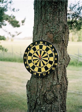 darts nobody - Dart board on tree trunk with arrow Stock Photo - Premium Royalty-Free, Code: 6102-03859649