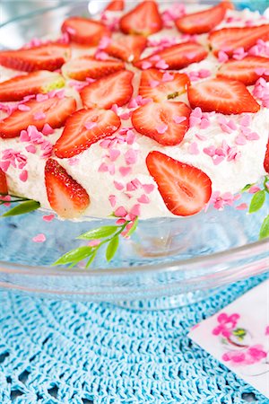 fruit birthday cake photo - A strawberry cake, Sweden. Stock Photo - Premium Royalty-Free, Code: 6102-03866324