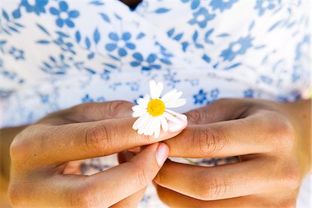 destiny - A woman with an oxeye daisy, Sweden. Stock Photo - Premium Royalty-Free, Code: 6102-03867127