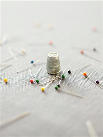 sewing material - Pins and a thimble, Sweden. Stock Photo - Premium Royalty-Free, Code: 6102-03867346