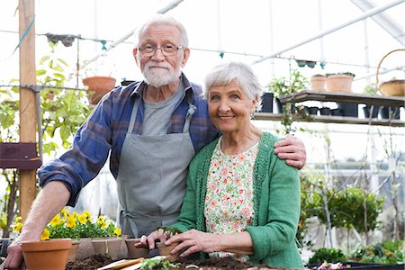 An elderly scandinavian couple planting flowers, Sweden. Stock Photo - Premium Royalty-Free, Code: 6102-03827027