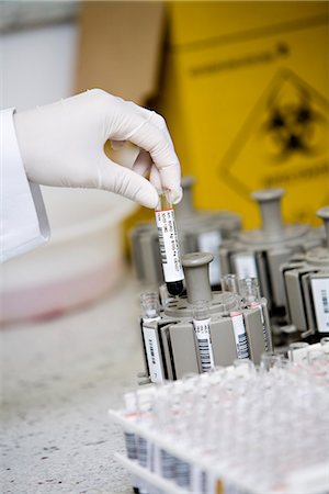 exames de sangue - Hand holding a laboratory test. Foto de stock - Royalty Free Premium, Número: 6102-03827118