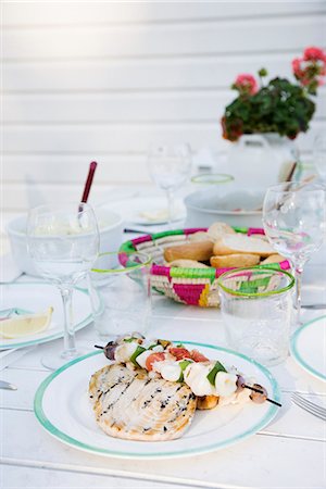 summer party nobody - Food on a table outside, Sweden. Stock Photo - Premium Royalty-Free, Code: 6102-03827476