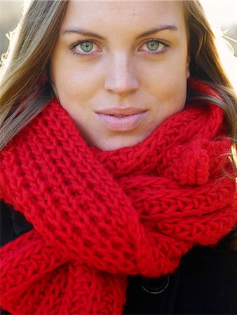 red scarf woman - Portrait of a Scandinavian woman an autumn day, Sweden. Stock Photo - Premium Royalty-Free, Code: 6102-03827491