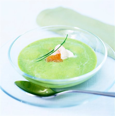 shrimp soup - Pea soup with shrimps and whitefish roe, Sweden. Stock Photo - Premium Royalty-Free, Code: 6102-03827749
