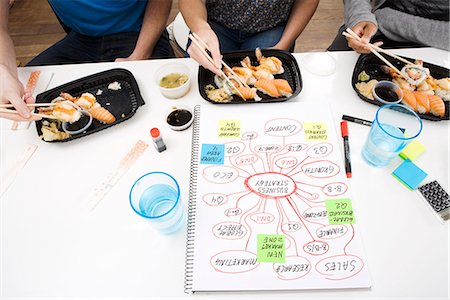 simsearch:689-03124356,k - Colleagues in an office having sushi for lunch, Sweden. Stock Photo - Premium Royalty-Free, Code: 6102-03827831