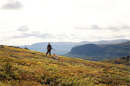 Sportsmen in a mountain scenery, Sweden. Stock Photo - Premium Royalty-Free, Code: 6102-03828803