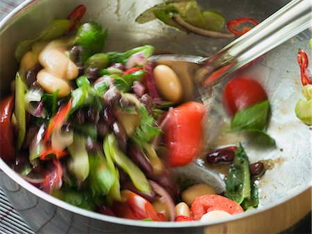salad bowl top view - Beans in a salad, Sweden. Stock Photo - Premium Royalty-Free, Code: 6102-03828907