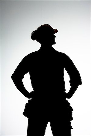 silhouette as carpenter - A construction worker. Foto de stock - Sin royalties Premium, Código: 6102-03904562