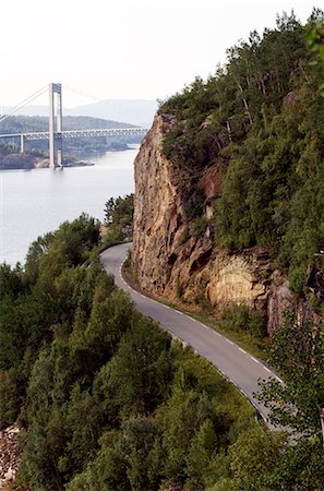 empty bridge - A road by a fjord, Norway. Stock Photo - Premium Royalty-Free, Code: 6102-03904967