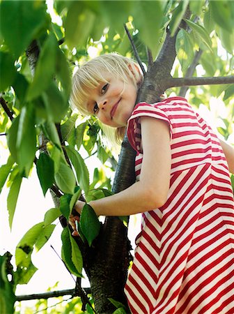 Blond girl climbing a tree, Sweden. Stock Photo - Premium Royalty-Free, Code: 6102-03904920
