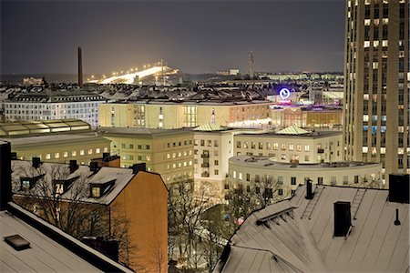 stockholm night cityscape - View over a city at night, Sweden. Stock Photo - Premium Royalty-Free, Code: 6102-03905033