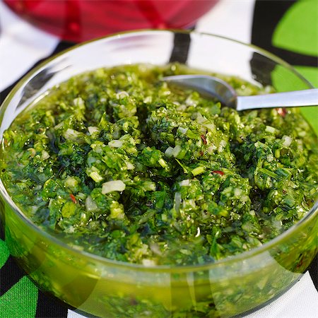 A bowl of chimichurri, Sweden. Stock Photo - Premium Royalty-Free, Code: 6102-03905198