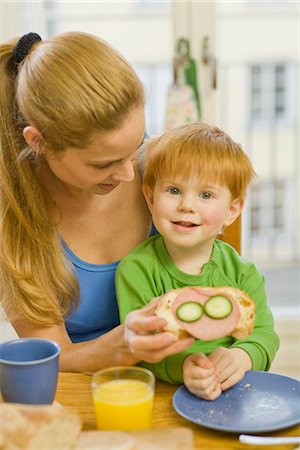 Mother and son having breakfast, Sweden. Stock Photo - Premium Royalty-Free, Code: 6102-03905249