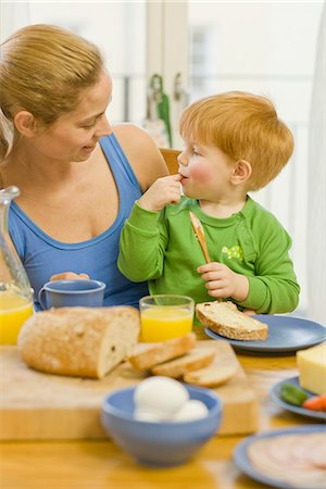 Mother and son having breakfast, Sweden. Stock Photo - Premium Royalty-Free, Code: 6102-03905255